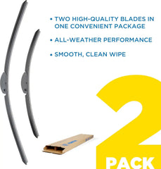 Rain-X 810335 Total Clear Beam Wiper Blades 26" & 20" Windshield Wipers for All-Weather Performance, Rubber Squeegee for Smooth Clean Wipe & Quiet Operation - 2 Pack Value