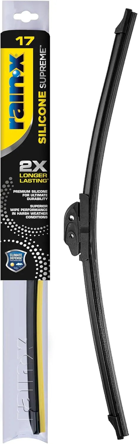 RainX Silicone Supreme Windshield Wiper Blade 17" - Heavy Duty Silicone Squeegee, Extreme Weather Resistance & All-Season Performance, Streak-Free Beam Technology, Quick Install (Pack of 1)