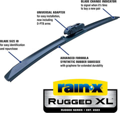 Rain-X 870428 Rugged XL Wiper Blade 28", Windshield Wipers Replacement, Quiet & Durable Beam Design, All Weather Performance & Easy Universal Install, Blade Wear Indicator (Pack of 1)