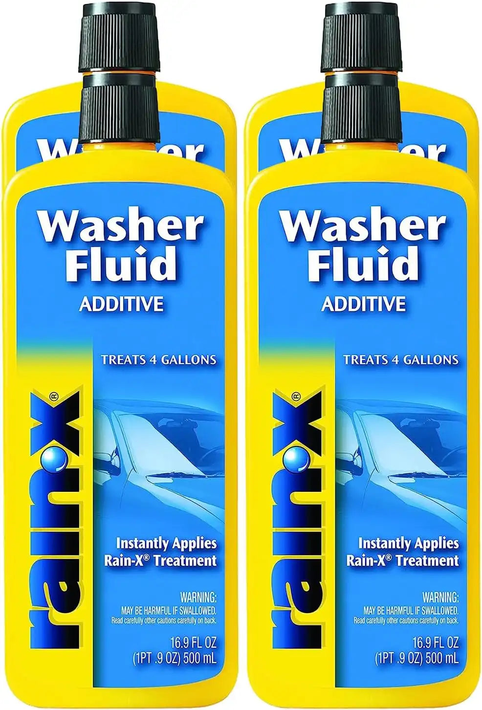 Rain-X Windshield Washer Fluid Additive - Windshield Wiper Fluid and Car Window Cleaner, The Ultimate Clarity for Your Car! - 16.9 fl. oz, 500. ml, 4 Pack