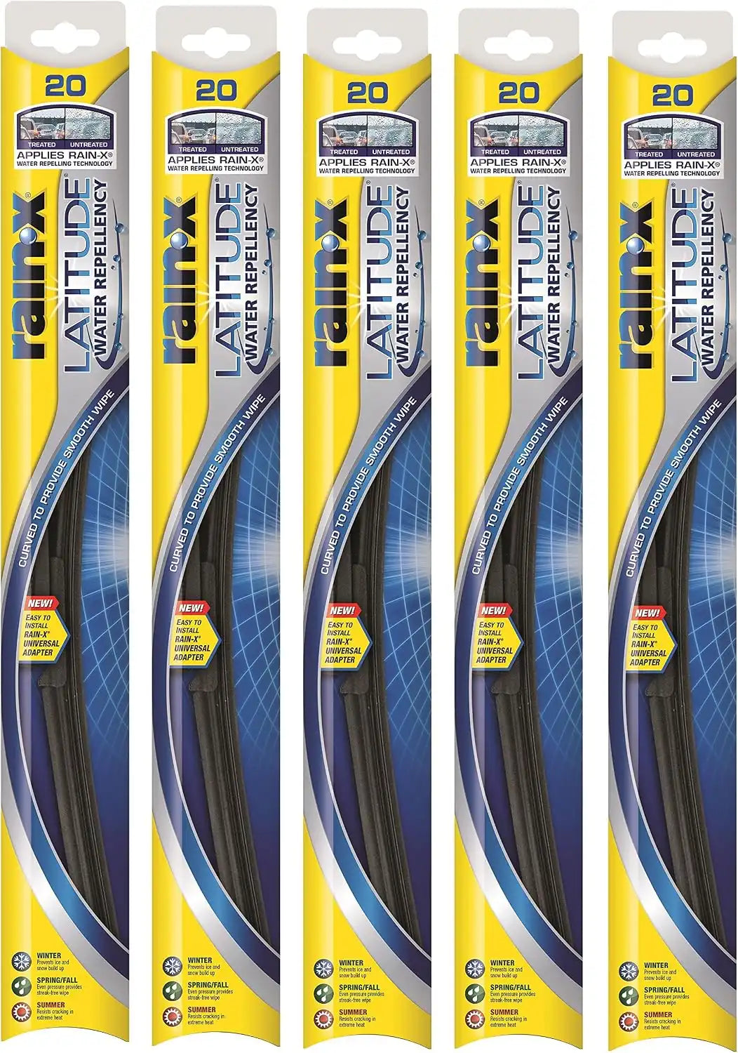 Rain-X 5079278-2-5PK Latitude 2-IN-1 Water Repellency Wiper Blade, 21" (Pack of 5)